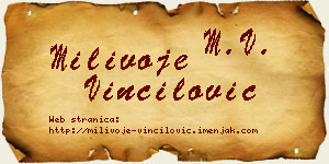 Milivoje Vinčilović vizit kartica